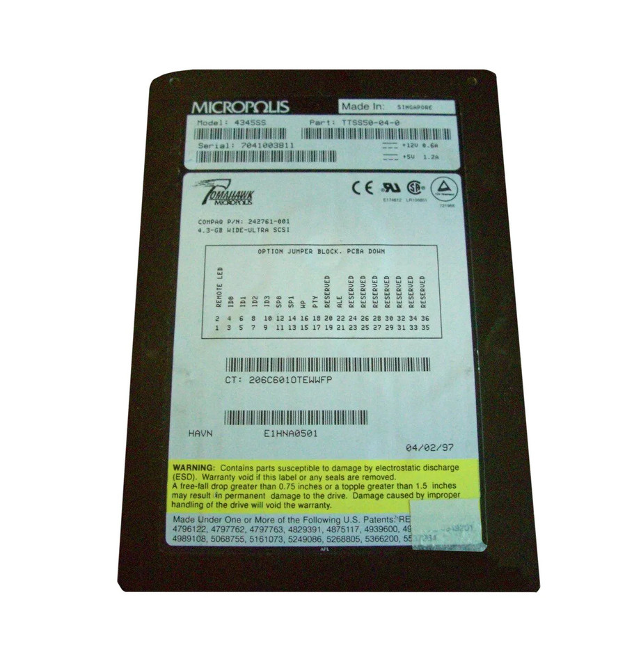 242761-001 - HP 4GB 10000RPM Ultra Wide SCSI 3.5" HDD
