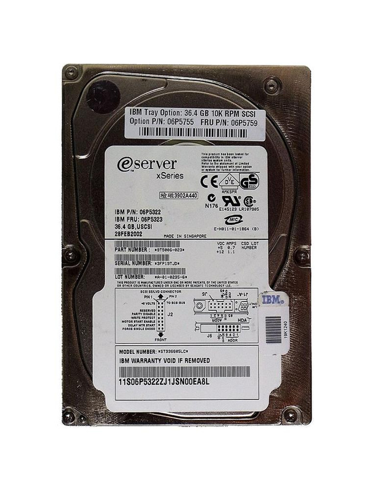 06P5322 - IBM 36.4GB 10000RPM Ultra160 SCSI 3.5" Hot-Swap HDD