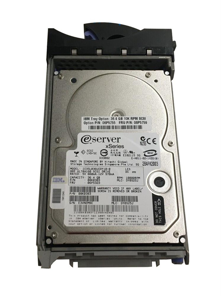 06P5755 - IBM 36.4GB 10K RPM Ultra160 SCSI 3.5" HDD