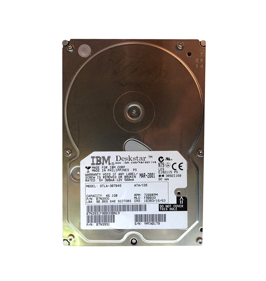 07N3931 - Hitachi 46.1GB 7200RPM ATA-100 2MB 3.5" HDD