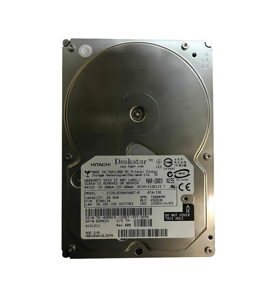 07N8134 - Hitachi 20GB 7200RPM IDE 2MB 3.5" HDD