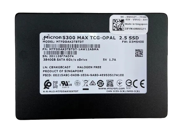 W6G21 - Dell 3.84TB SATA 2.5" SSD