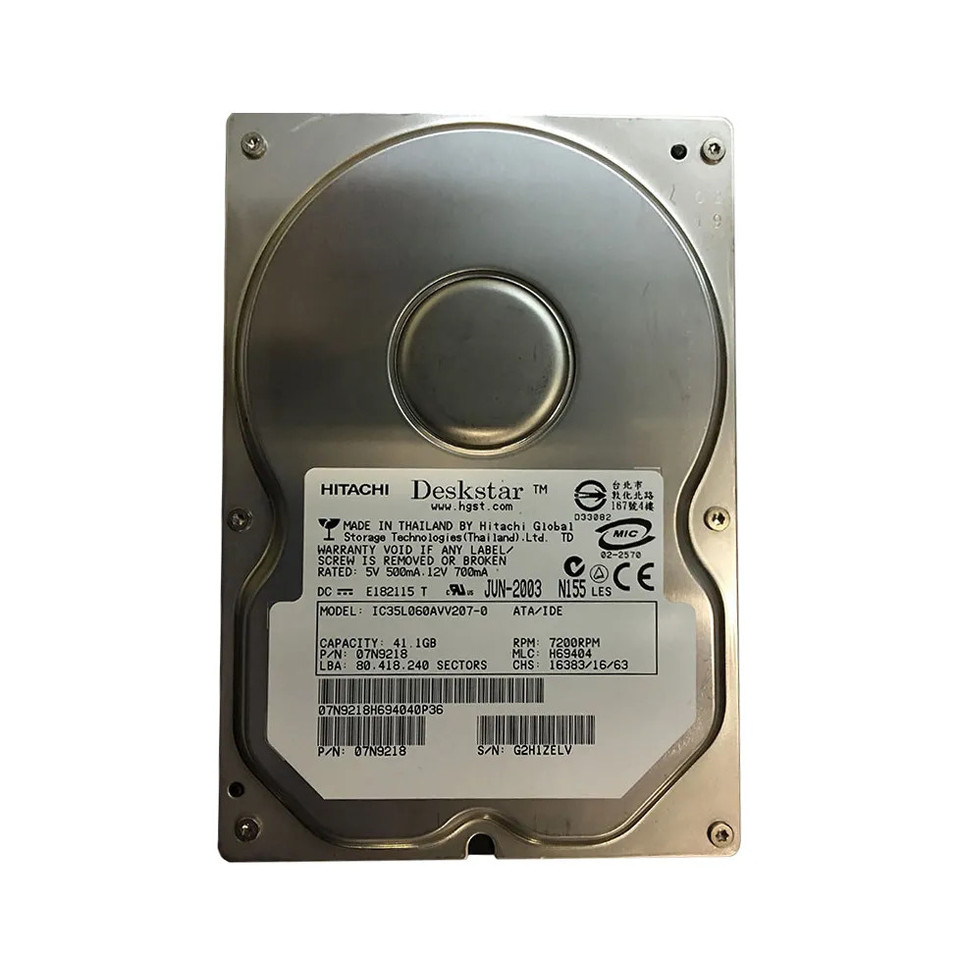 07N9218 - Hitachi 40GB 7200RPM ATA-100 2MB 3.5" HDD