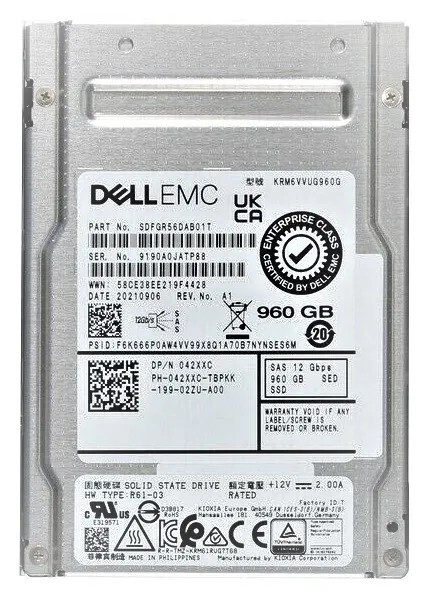 SDFGR56DAB01T - Dell 960GB SAS 12Gb/s 2.5" Mixed Use SSD