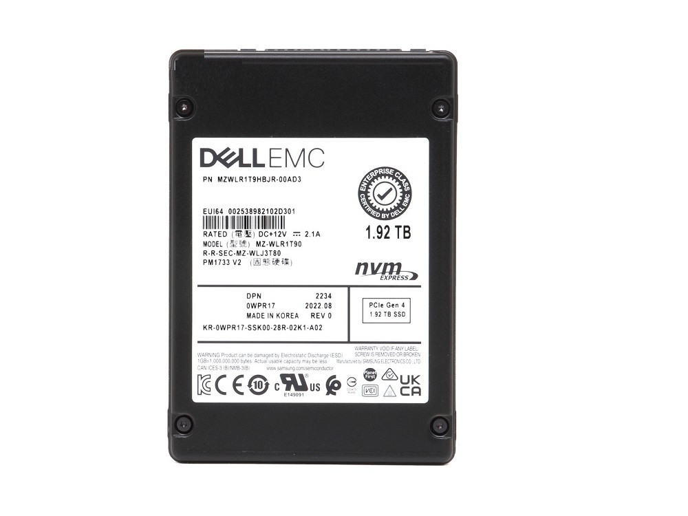 MZWLR1T9HBJR-00AD3 - Samsung 1.92TB NVMe PCIe x4 U.2 2.5" SSD