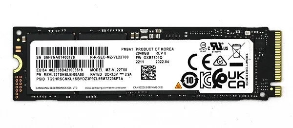 MZVL22T0HBLB-00A00 - Samsung 2TB PCIe NVMe 4.0 M.2 2280 SSD