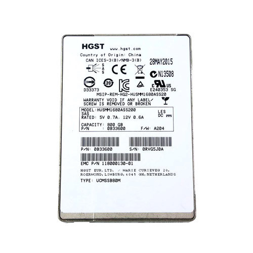 0B33600 - HGST 800GB SAS 12Gb/s MLC 2.5" SSD