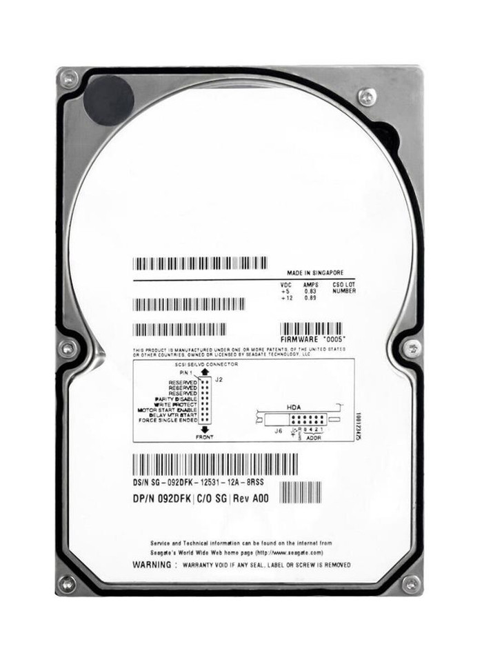 092DFK - Dell 18.4GB 10000RPM Ultra160 SCSI 3.5" HDD