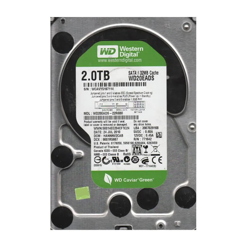 WD20EADS-22R6B0 - Western Digital 2TB 5400RPM SATA 3Gb/s 32MB 3.5" HDD