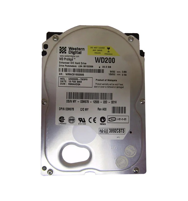 WD200EB-75CSF0 - Western Digital 20GB 5400RPM EIDE 2MB 3.5" HDD