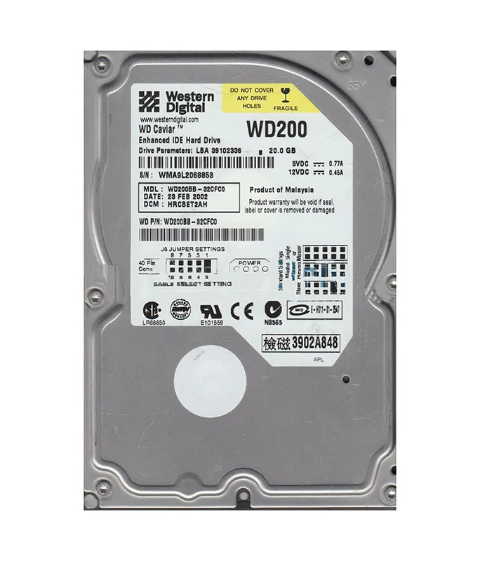 WD200BB-32CFC0 - Western Digital 20GB 7200RPM EIDE 2MB 3.5" HDD