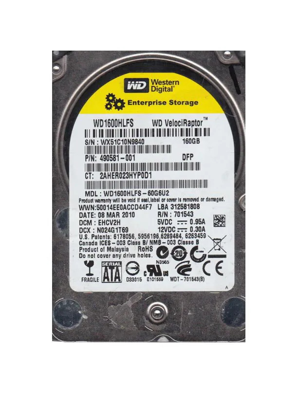 WD1600HLFS-60G6U2 - Western Digital 160GB 10000RPM SATA 3.5" HDD