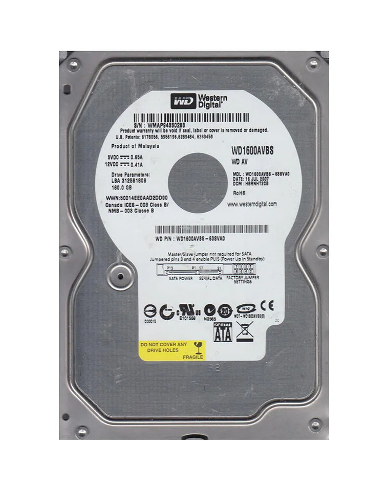WD1600AVBS-63SVA0 - Western Digital AV 160GB 7200RPM Hard Drive