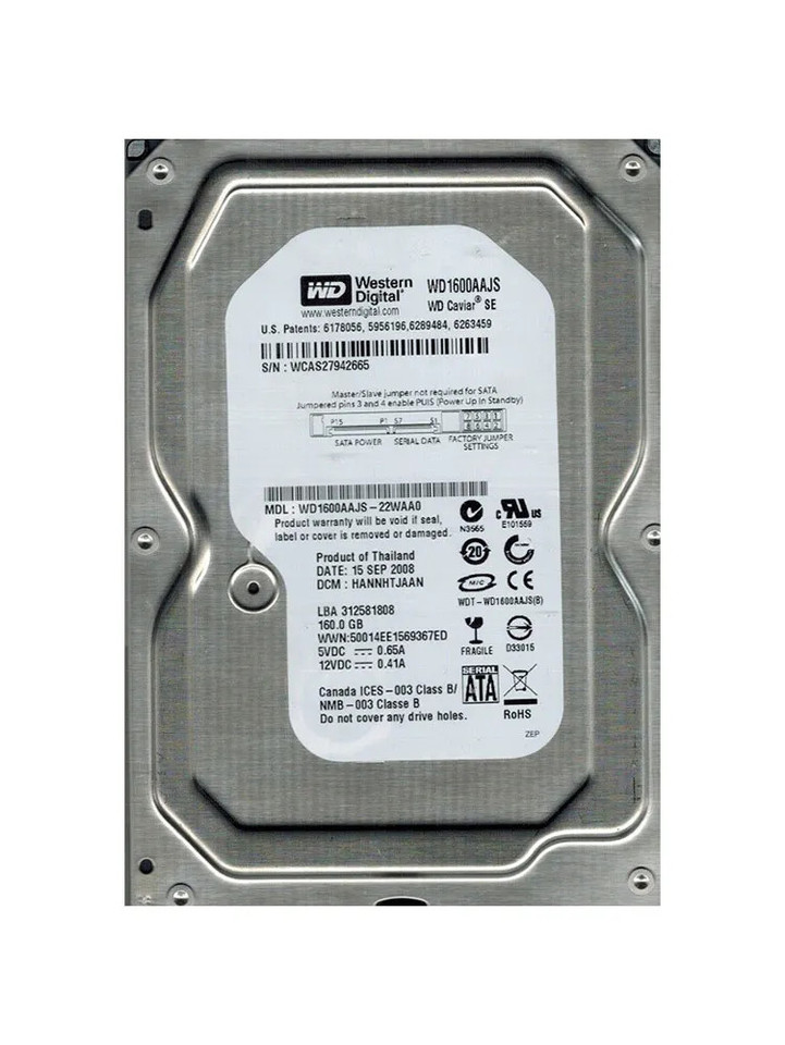 WD1600AAJS-22WAA0 - Western Digital 160GB 7200RPM SATA 3Gb/s 3.5" HDD