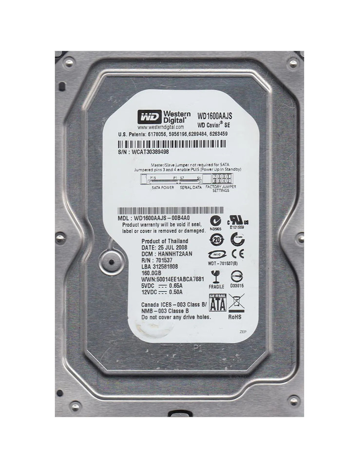 WD1600AAJS-00B4A0 - Western Digital 160GB 7200RPM SATA 3Gb/s 3.5" HDD