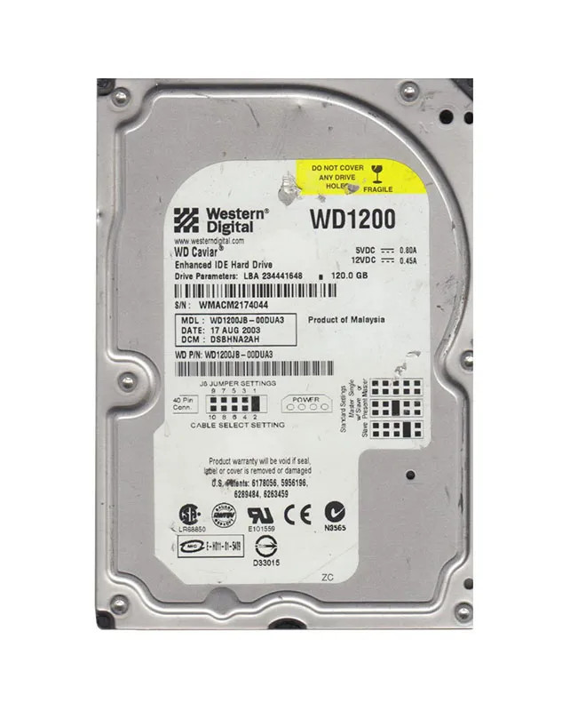 WD1200JB-00DUA3 - Western Digital 120GB 7200RPM EIDE 8MB 3.5" HDD