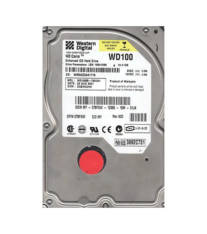 WD100BB-75AUA1 - Western Digital 10GB 7200RPM EIDE 2MB 3.5" HDD