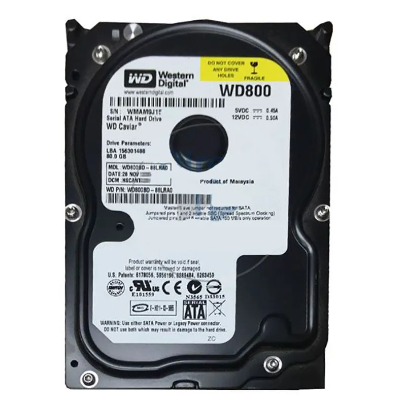 WD800BD-88LRA0 - Western Digital 80GB 7200RPM SATA 2MB 3.5" HDD