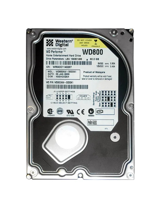 WD800AW - Western Digital 80GB 5400RPM IDE 2MB 3.5" HDD