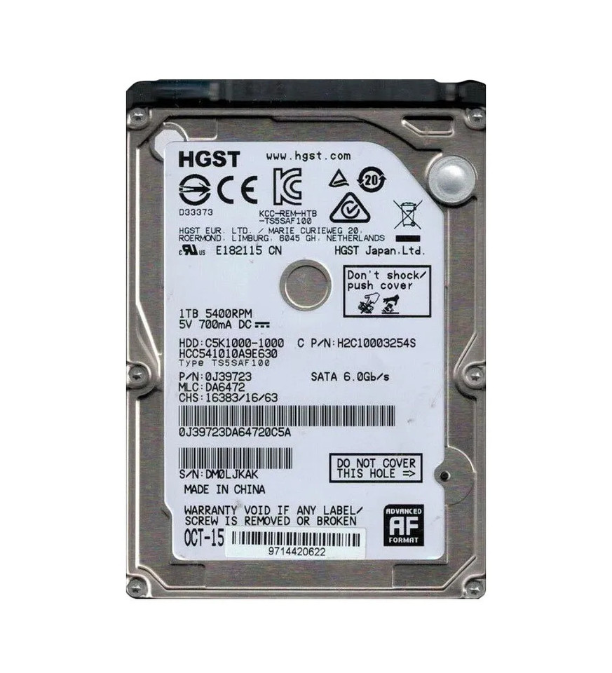 0J39723 - HGST 1TB 5400RPM SATA 6Gb/s 2.5" HDD
