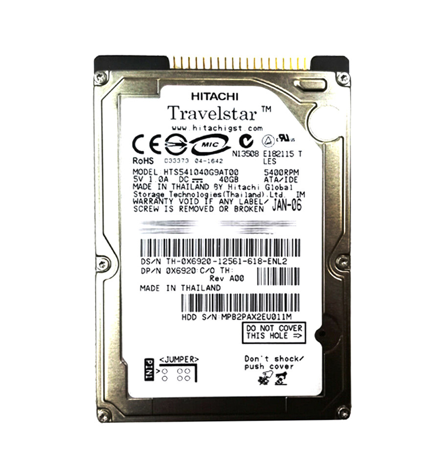 HTS541040G9AT00 - Hitachi 40GB 5400RPM IDE 8MB 2.5" HDD