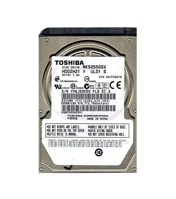 MK5055GSX - Toshiba 500GB 5400RPM SATA 8MB 2.5" HDD
