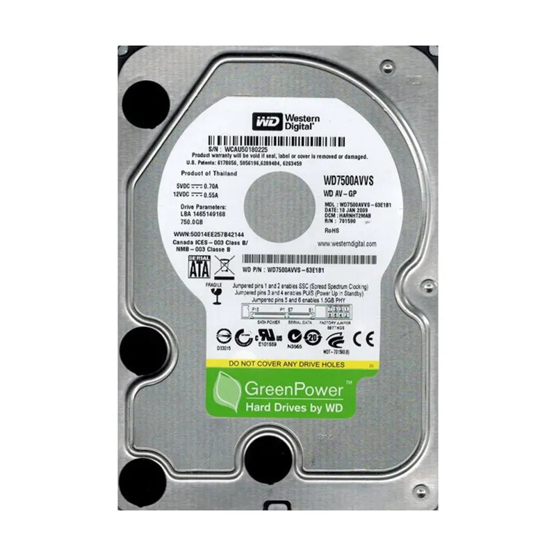 WD7500AVVS-63E1B1 - Western Digital 750GB 7200RPM SATA 3.5" HDD