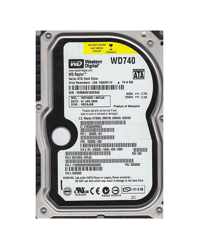 WD740GD-50FLA2 - Western Digital 74GB 10000RPM SATA 8MB 3.5" HDD
