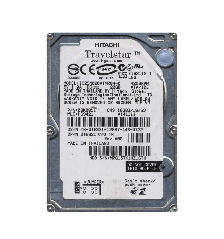 08K0851 - Hitachi 20GB 4200RPM IDE/ATA 2.5" 2MB HDD