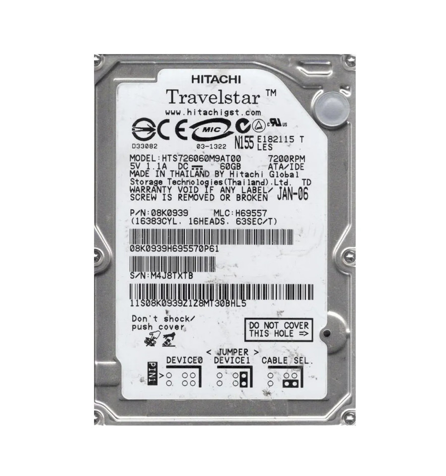 08K0939 - IBM 60GB 7200RPM ATA-100 8MB 2.5" HDD