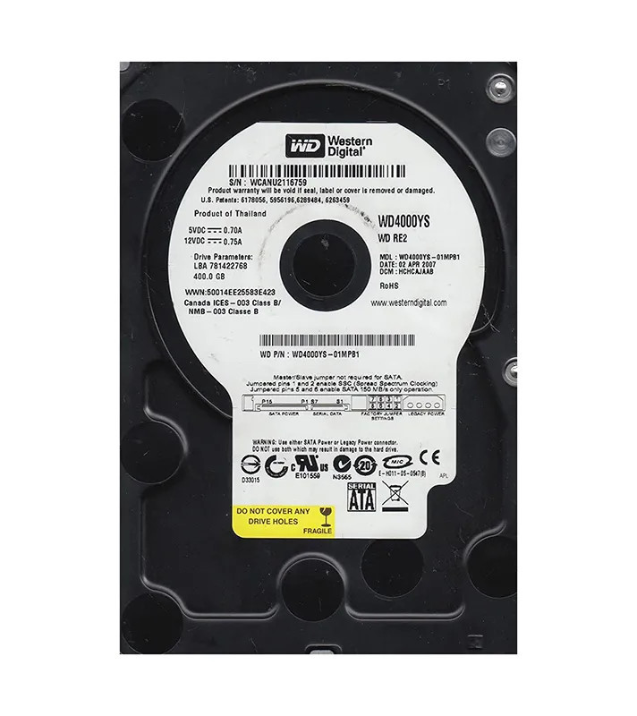 WD4000YS-01MPB1 - Western Digital 400GB 7200RPM SATA 3Gb/s 3.5" HDD