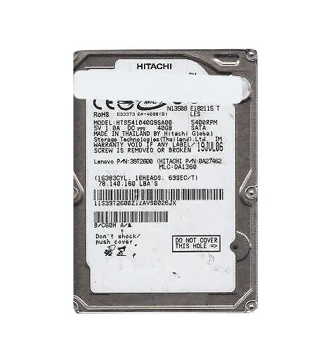 0A27462 - Hitachi 40GB 5400RPM SATA 2.5" 8MB HDD