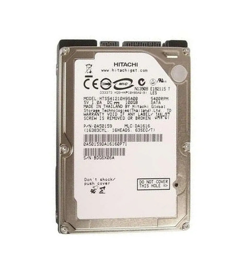 0A50159 - Hitachi 100GB 5400RPM SATA 8MB 2.5" HDD