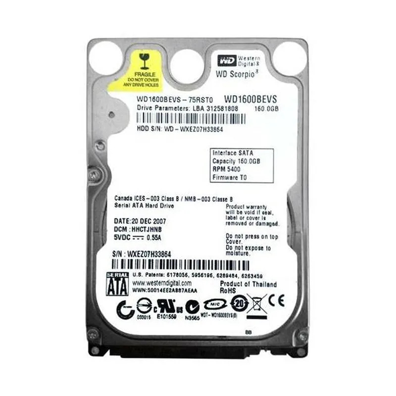 WD1600BEVS-75RST0 - Western Digital 160GB 5400RPM SATA 8MB 2.5" HDD