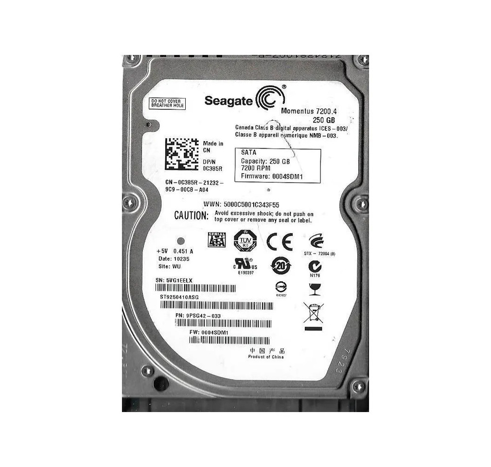 ST9250410ASG - Seagate 250GB 7200RPM SATA 3Gb/s 2.5" HDD