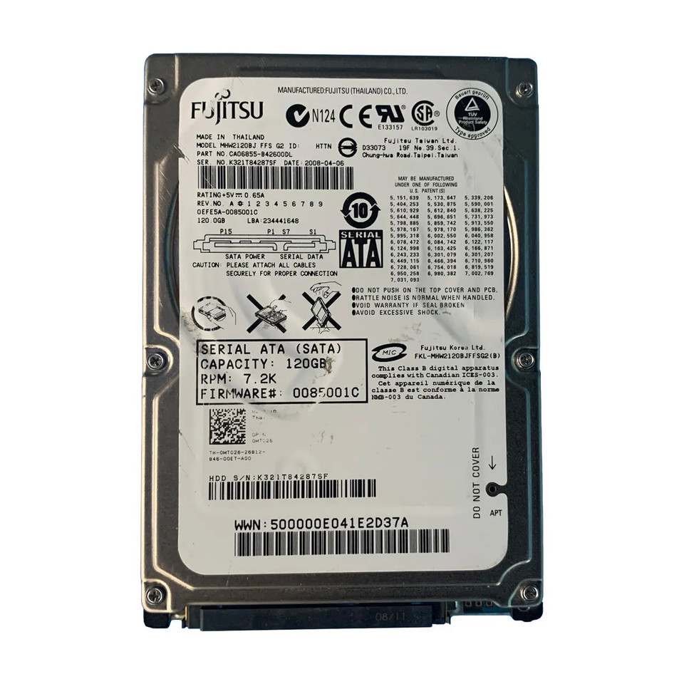 MT026 - Dell 120GB 7200RPM SATA 3Gb/s 2.5" HDD
