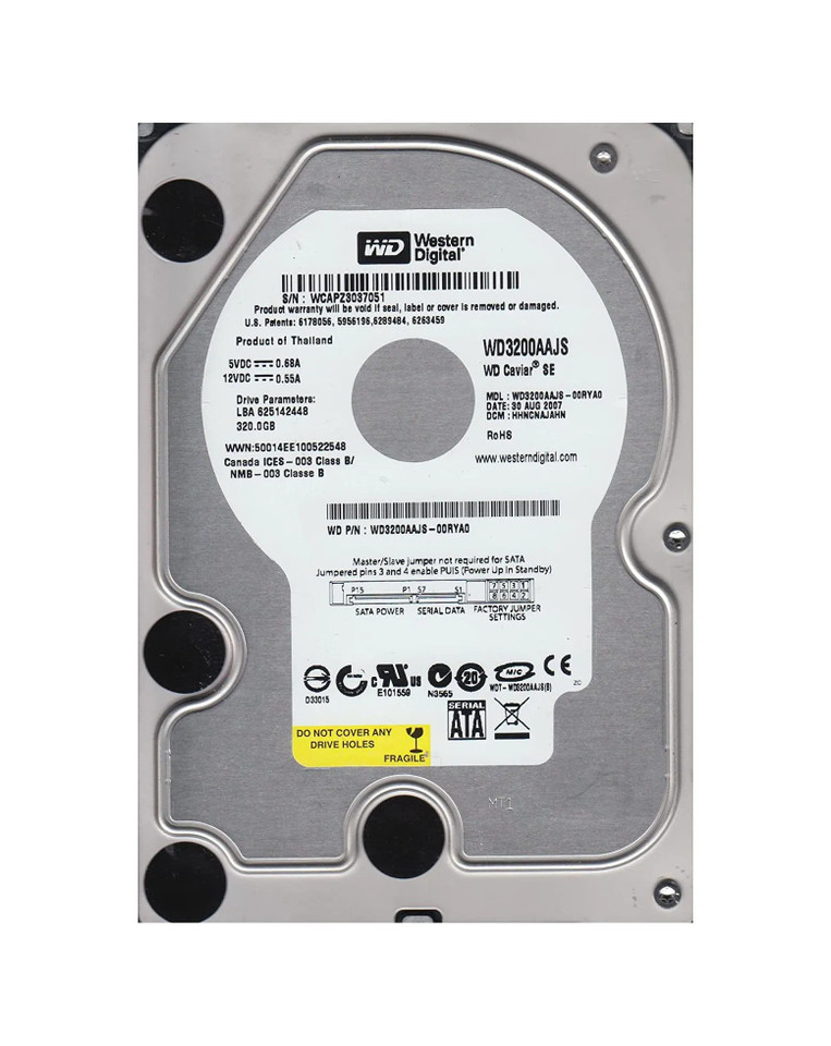 WD3200AAJS-00RYA0 - Western Digital 320GB 7200RPM SATA 3Gb/s 3.5" HDD