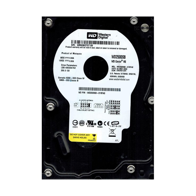 WD25-00SB-01RFA0 - Western Digital 250GB 7200RPM IDE 8MB 3.5" HDD