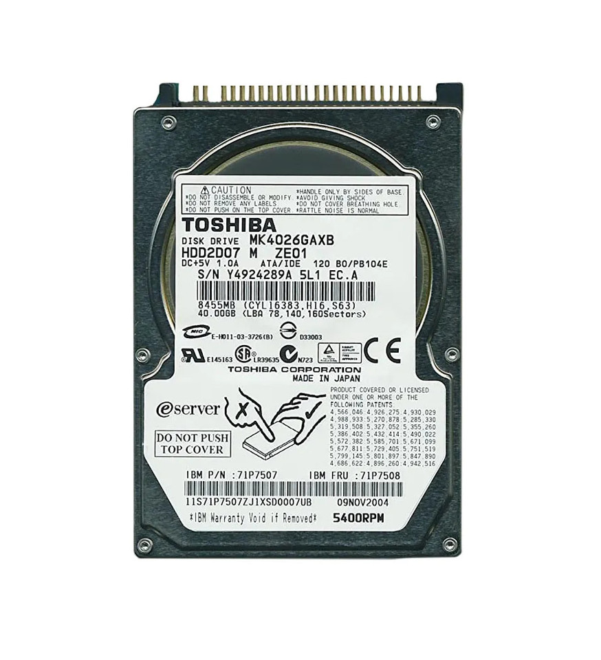 71P7507 - IBM 40GB 5400RPM 2.5" IDE HDD