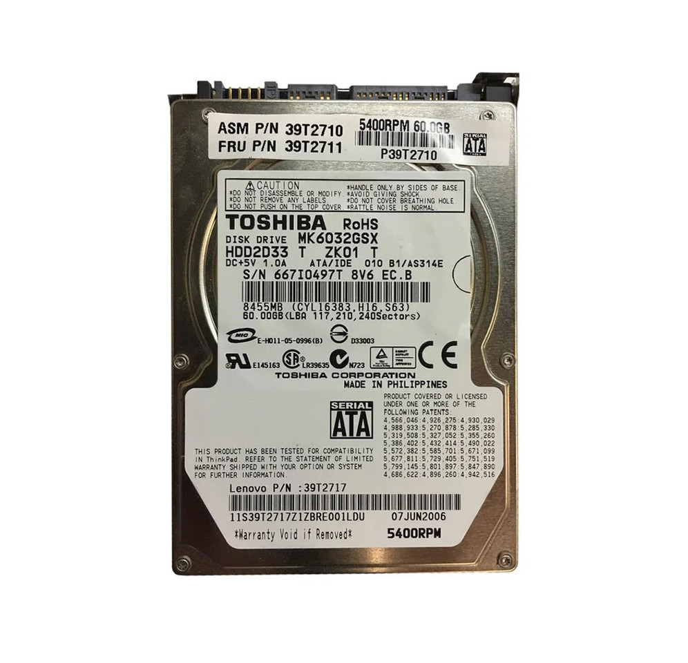 39T2717 - IBM 60GB 5400RPM SATA 1.5Gb/s 2.5" HDD