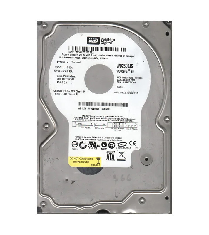 WD2500JS-00SGB0 - Western Digital 250GB 7200RPM SATA 3.5" 8MB HDD