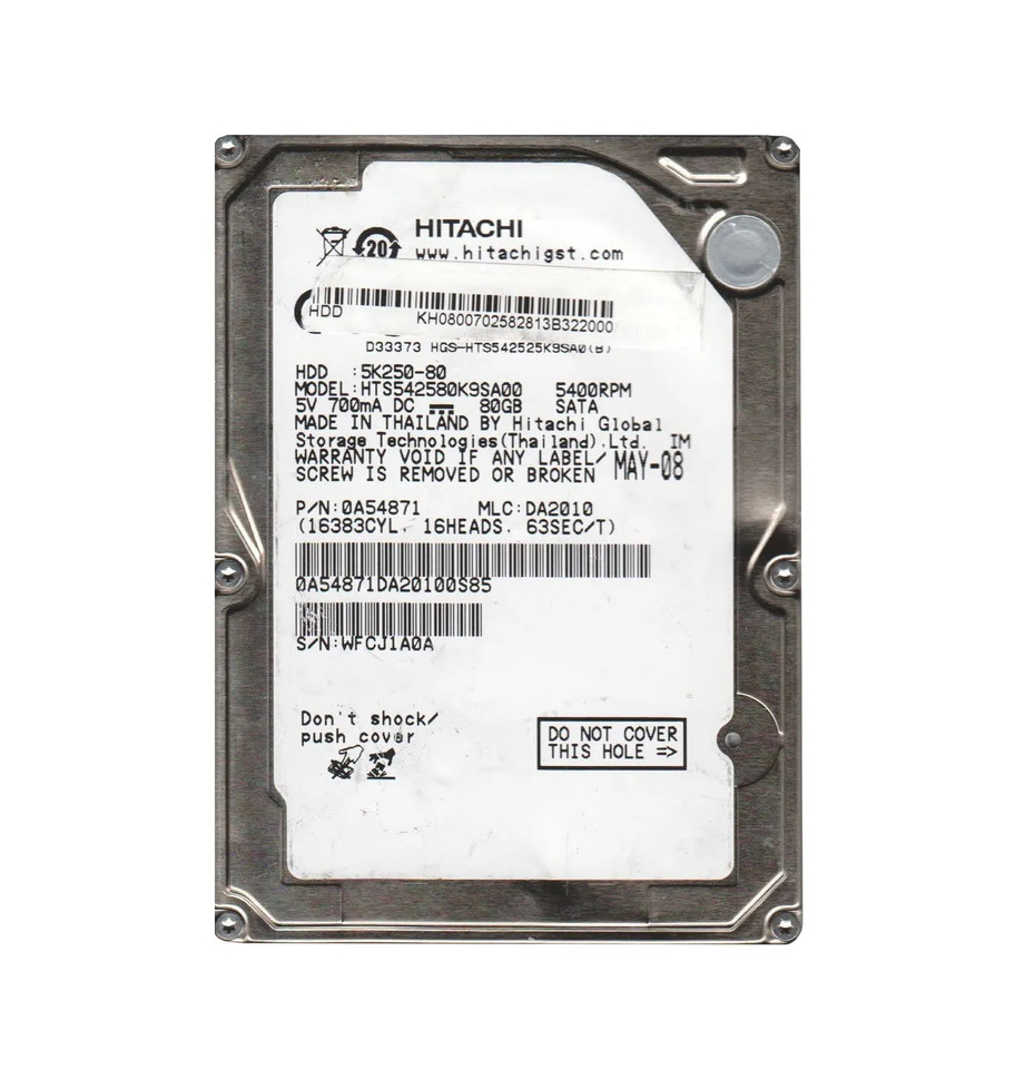 0A54871 - Hitachi 80GB 5400RPM SATA 8MB 2.5" HDD