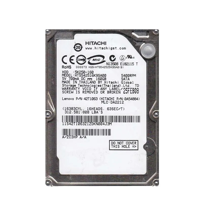 0A54884 - Hitachi 160GB 5400RPM SATA 8MB 2.5" HDD