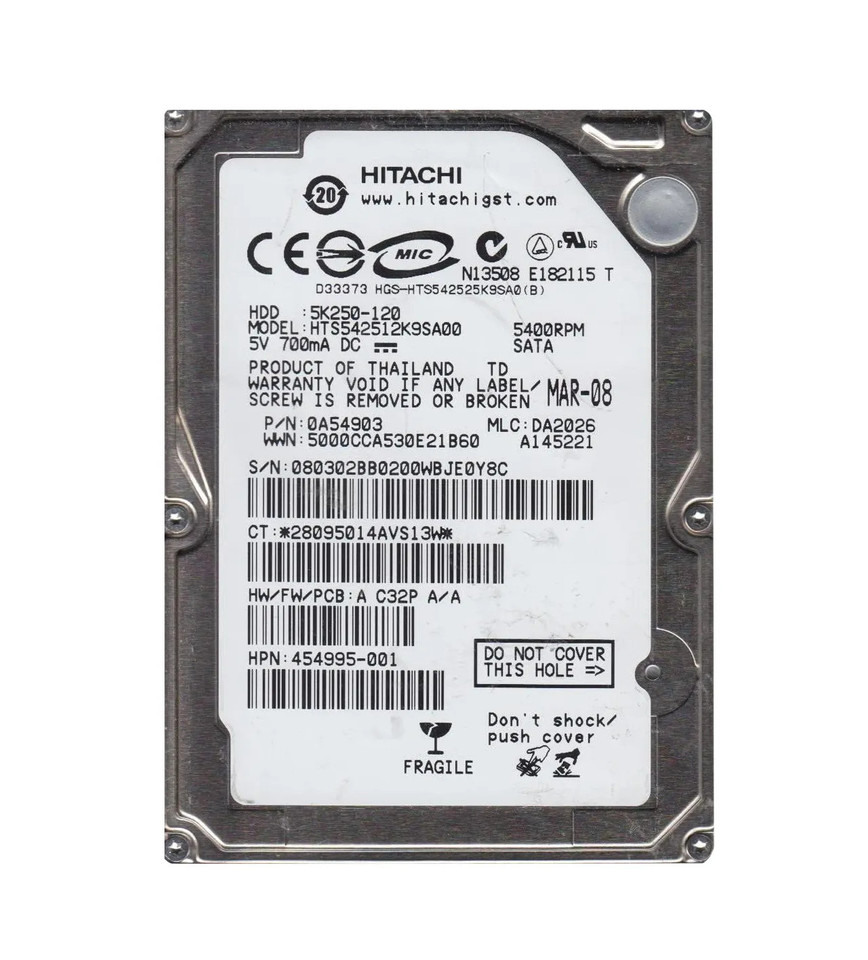 0A54903 - Hitachi 120GB 5400RPM SATA 8MB 2.5" HDD