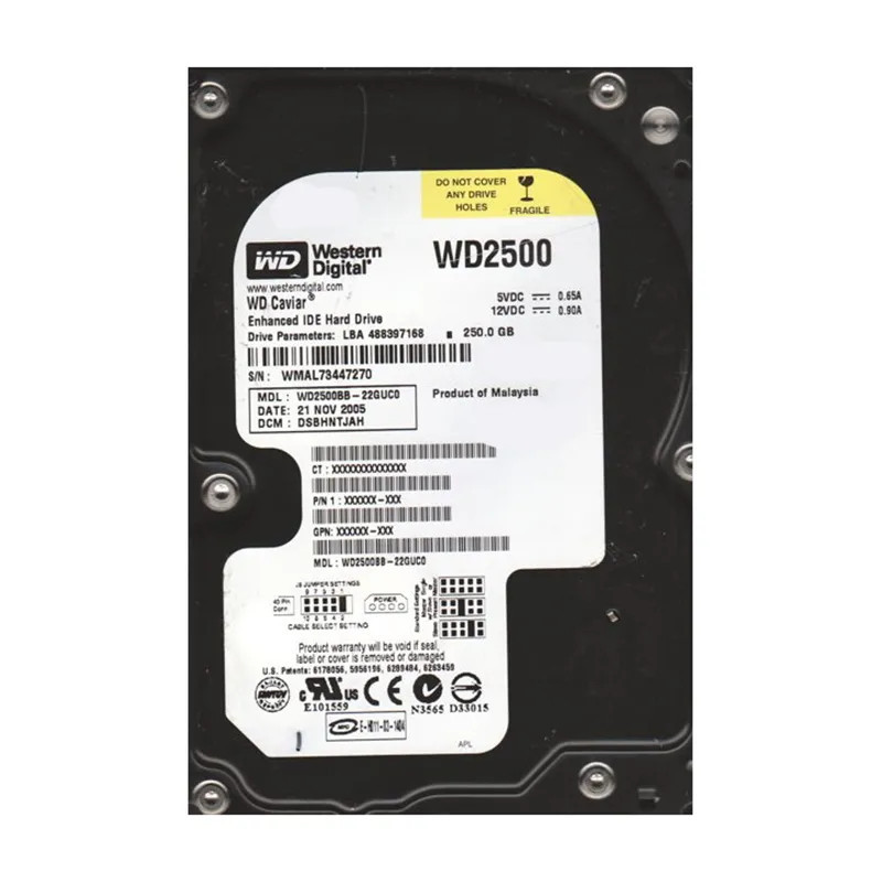 WD2500BB-22GUC0 - Western Digital 250GB 7200RPM EIDE 2MB 3.5" HDD