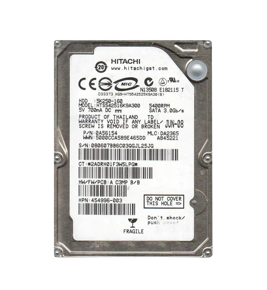 0A56154 - Hitachi 160GB 5400RPM SATA 3Gb/s 2.5" HDD