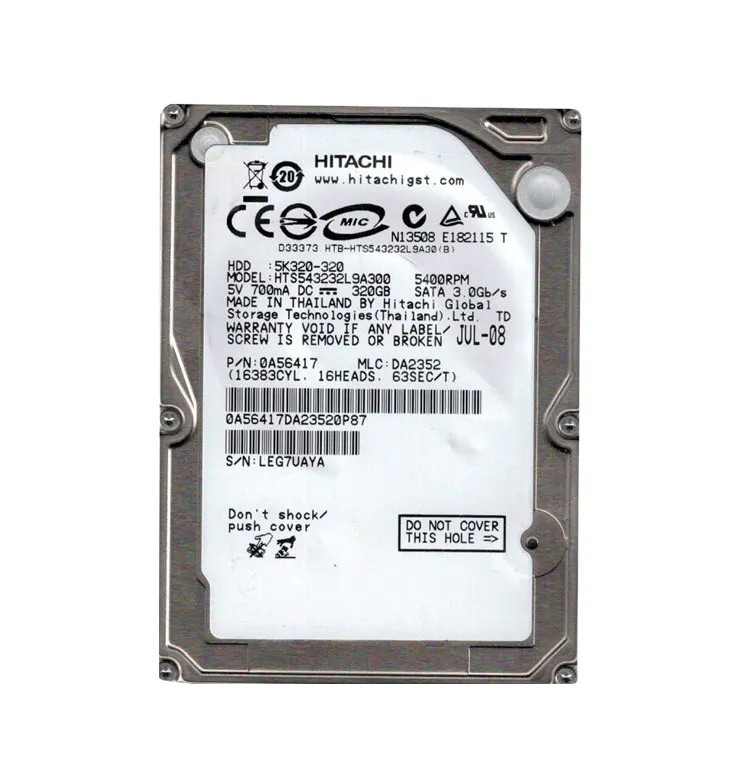 0A56417 - Hitachi 320GB 5400RPM SATA 3Gb/s 2.5" HDD
