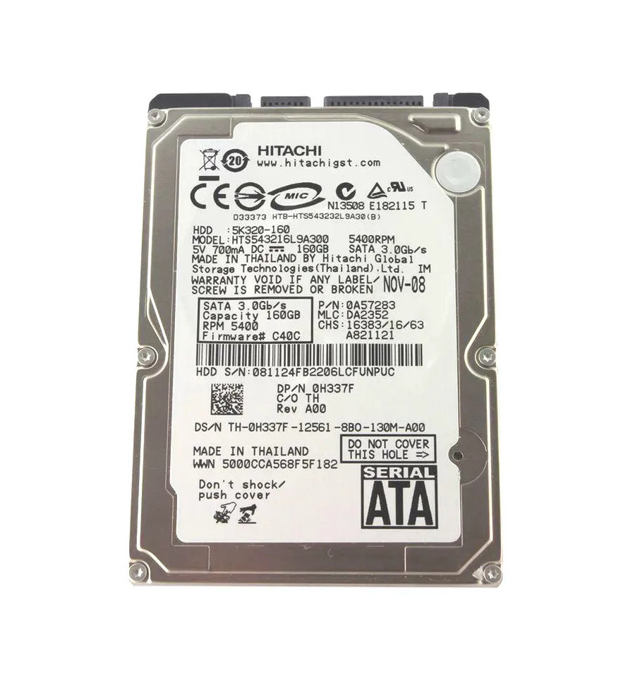 0A57283 - Hitachi 160GB 5400RPM SATA 2.5" HDD