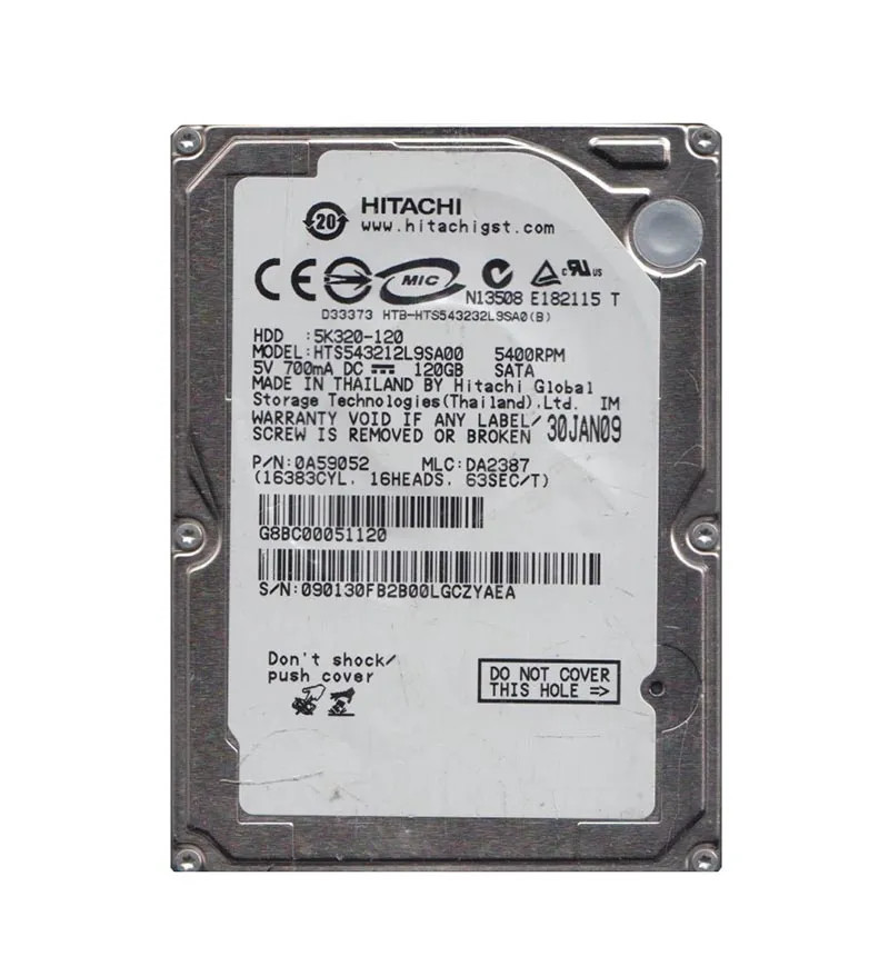 0A59052 - Hitachi 120GB 5400RPM SATA 8MB 2.5" HDD