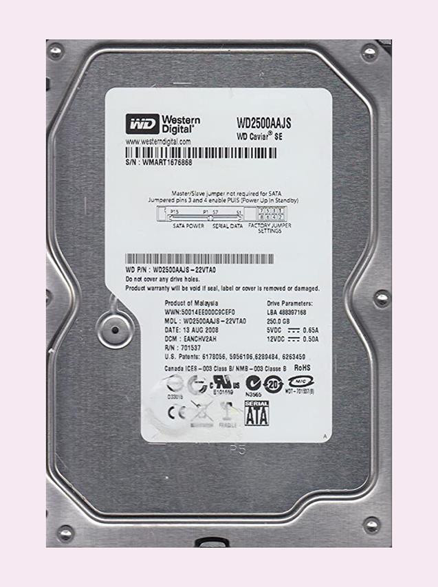 WD2500AAJS-22VTA0 - Western Digital 250GB 7200RPM SATA 3.5-Inch HDD